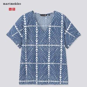 Marimekko Denim V-Neck Short Sleeve Blouse, Size M